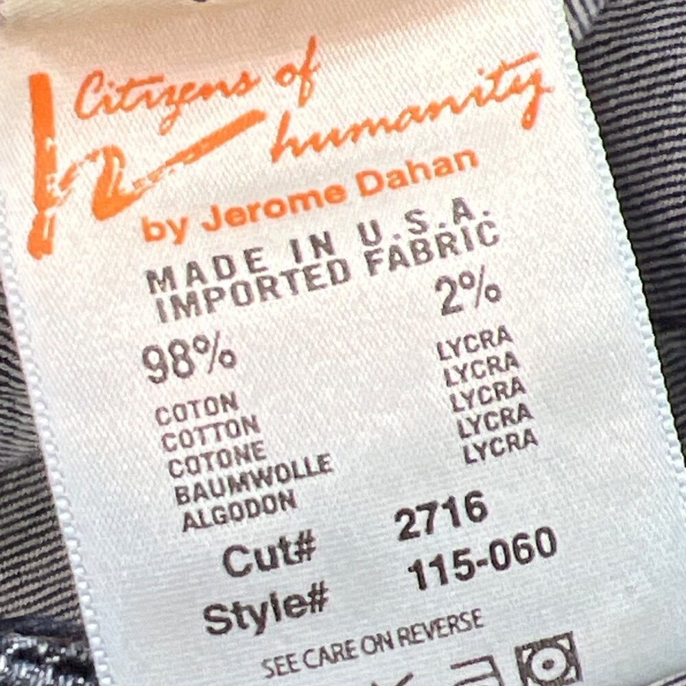CITIZENS OF HUMANITY Drawstring Cropped Jeans in Mykonos Blue Sz 25 Cut #2716 - Picture 5 of 5